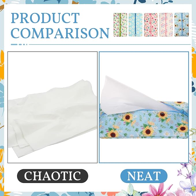 5 Pieces Tissues Purse Pocket Tissue Holder Reusable Travel Pouch Fabric Zipper - Image 2