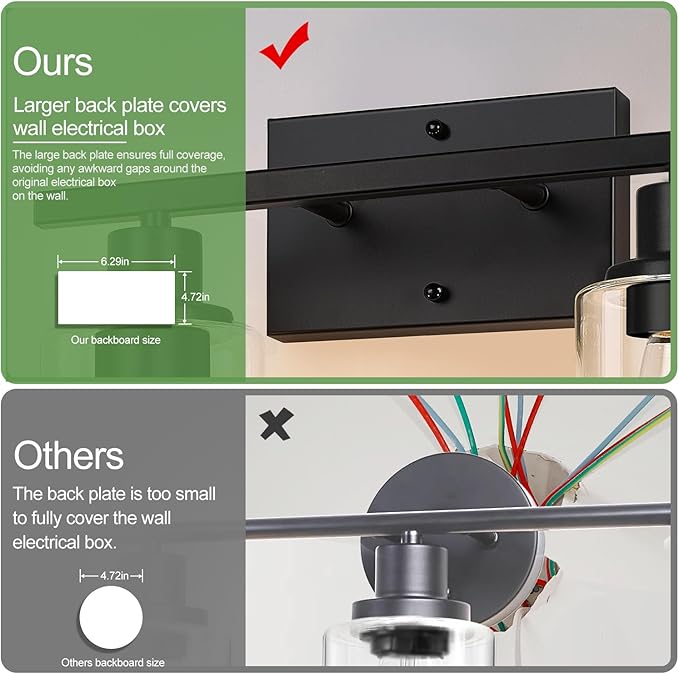 Matte Black 2-Light Bathroom Vanity Light - Image 5