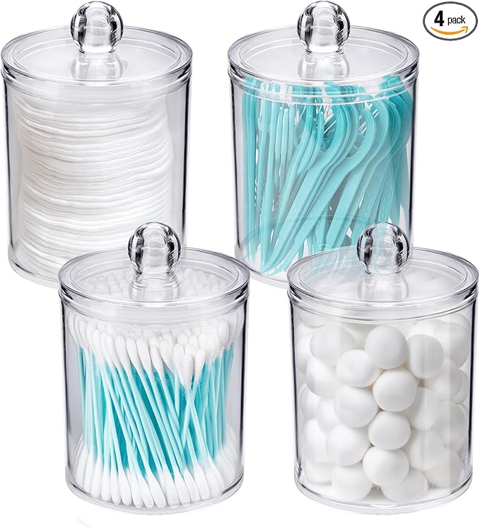 WEISHI 4 Pack Qtip Holder Dispenser by WEISHI