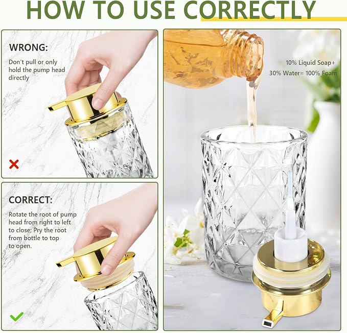 Glass Foaming Soap Dispenser 2 Pack Refillable Foaming Hand Soap Dispenser - Image 5