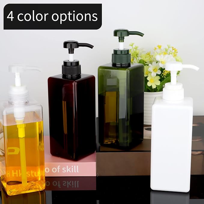 Pump Bottle Dispenser 22oz/650ml Jansburg 2Pack Refillable Square Plastic - Image 7