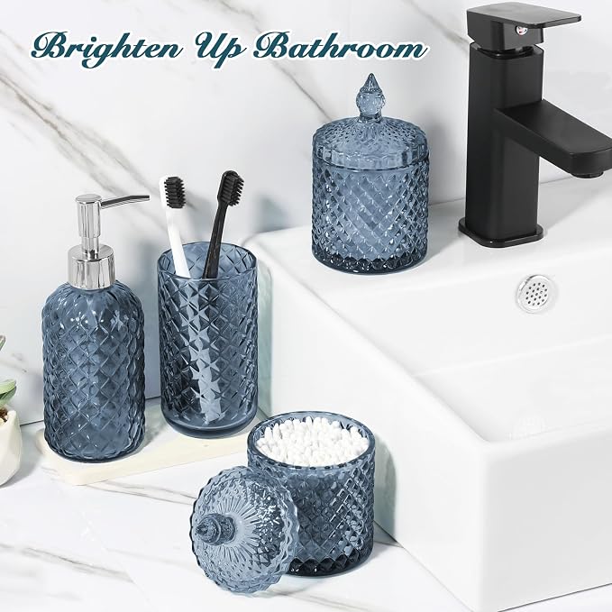 Blue Bathroom Accessories Set, 4 Pack Light Blue Bathroom Decor Accessory Sets - Image 5