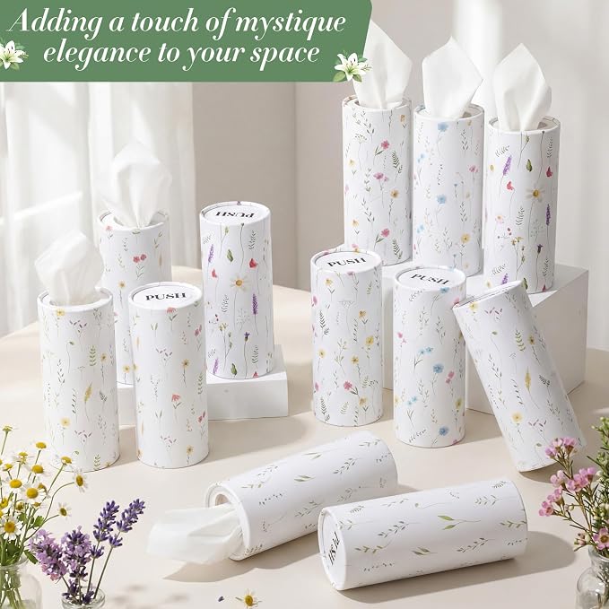 Outus 12 Pcs Floral Car Tissue Holder Cylinders - Image 4