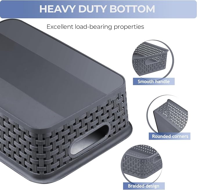 6 Pack Plastic Storage Baskets, Small Baskets - Image 3