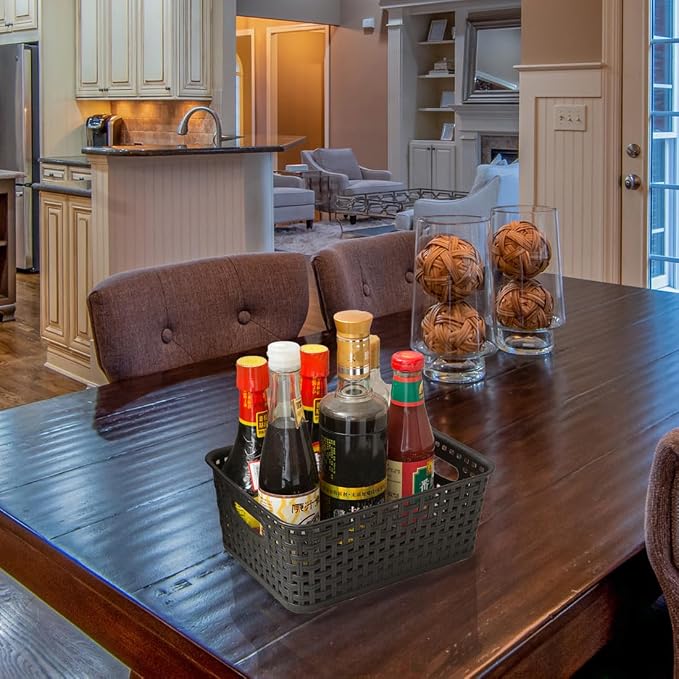 Black Plastic Woven Storage Baskets - Image 7