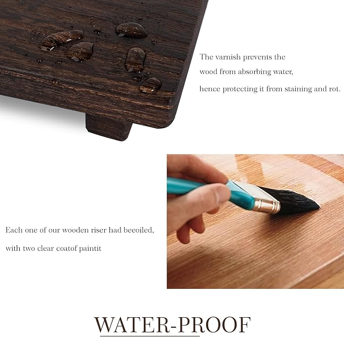 zoocatia Small Wood Tray Pedestal Stand Farmhouse Bathroom Decor Decorative - Image 3