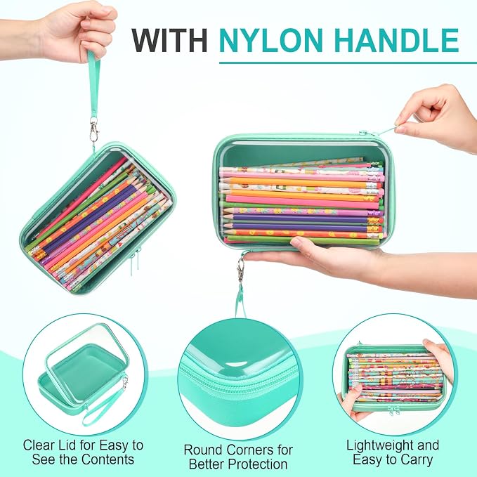 4 Pcs Hard Clear Zipper Case Hard Shell Plastic Pencil Case Large Transparent - Image 4