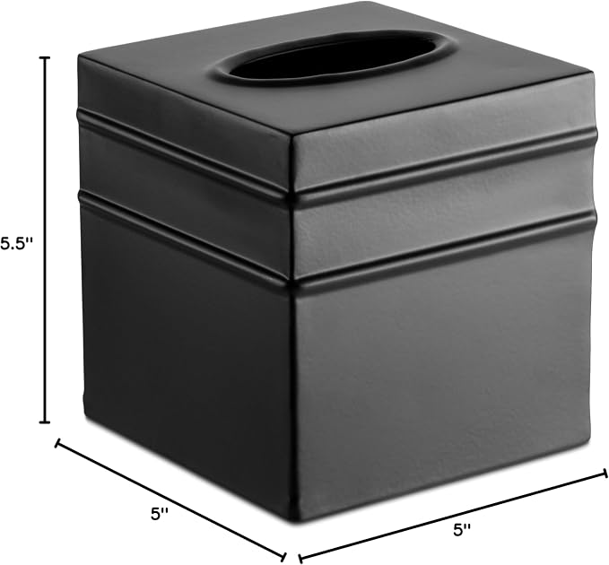 Monarch Abode Tissue Box Cover Square – Handcrafted Border Embossed Black Metal - Image 7