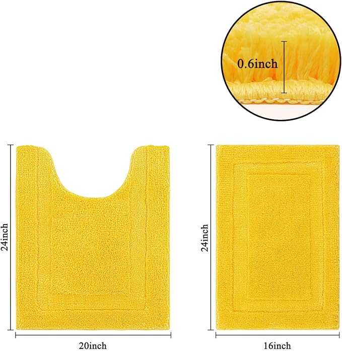 SHACOS Small Bathroom Toilet Rugs Set of 2 Pieces Bath Mats - Image 2