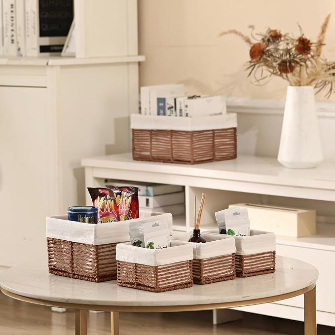 Vagusicc Wicker Storage Basket, Hand-Woven Paper Rope Woven Baskets, - Image 2