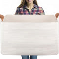 95L Extra Large Blanket Basket, Rectangle Nursery Blanket Storage by OIASKET