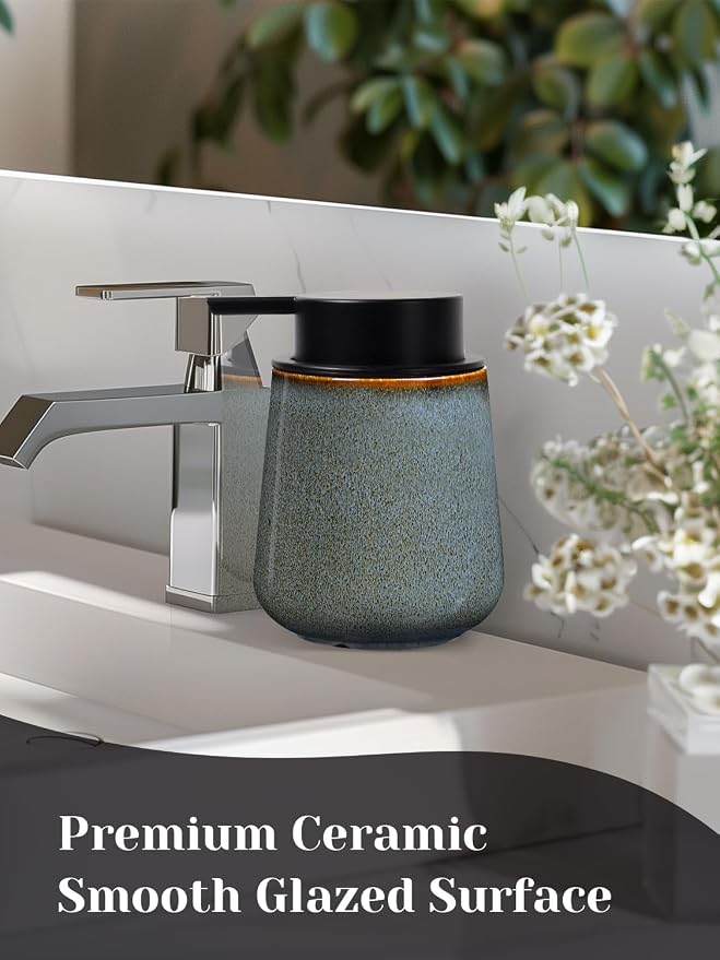 INGOFIN Ceramic Lotion Dispenser - 12 oz Refillable Hand Soap Dispenser Bathroom - Image 5