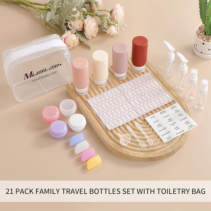 Muslish 21 Pack Travel Bottles for Toiletries, Leak-Proof TSA Compliant - Image 7