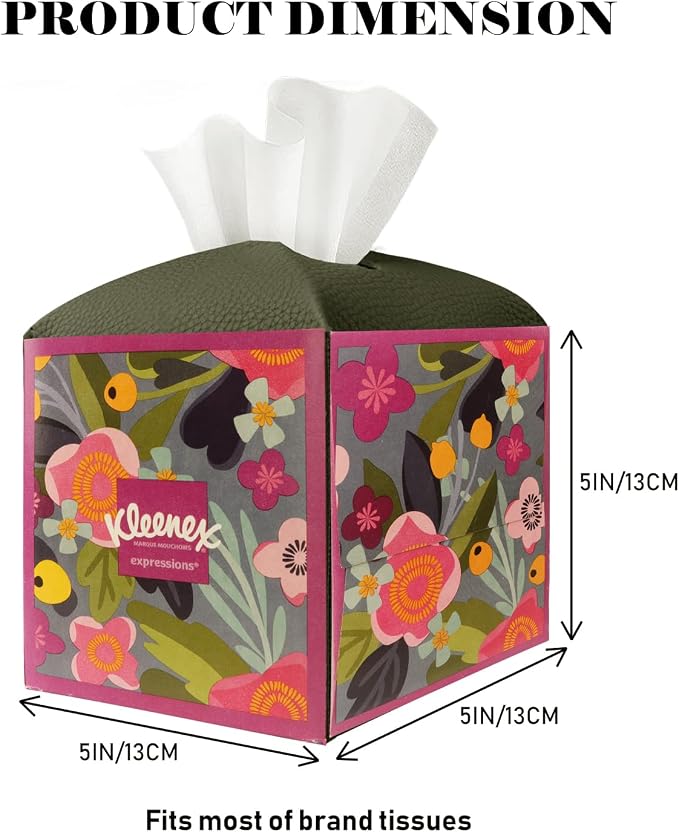 Tissue Box Cover Holder Square Tissue Cube Cover PU Leather Tissue Organizer - Image 4