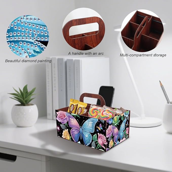 DIY Flower Diamond Art Wooden Multi-Compartment Organiser Box - Image 5