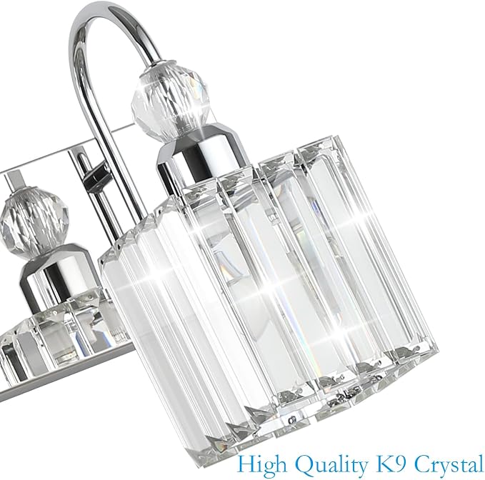 Ralbay Chrome Crystal Vanity Lights 5-Lights 40'' Modern Crystal Bathroom Light - Image 6