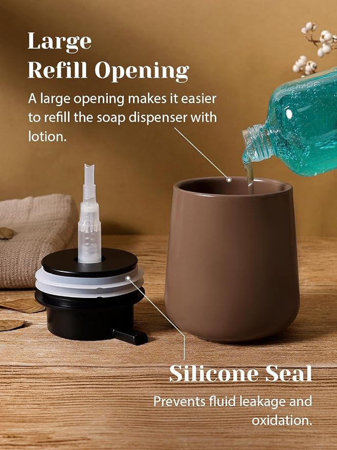 INGOFIN Ceramic Lotion Dispenser - 12 oz Hand Soap Dispenser Bathroom - Image 3