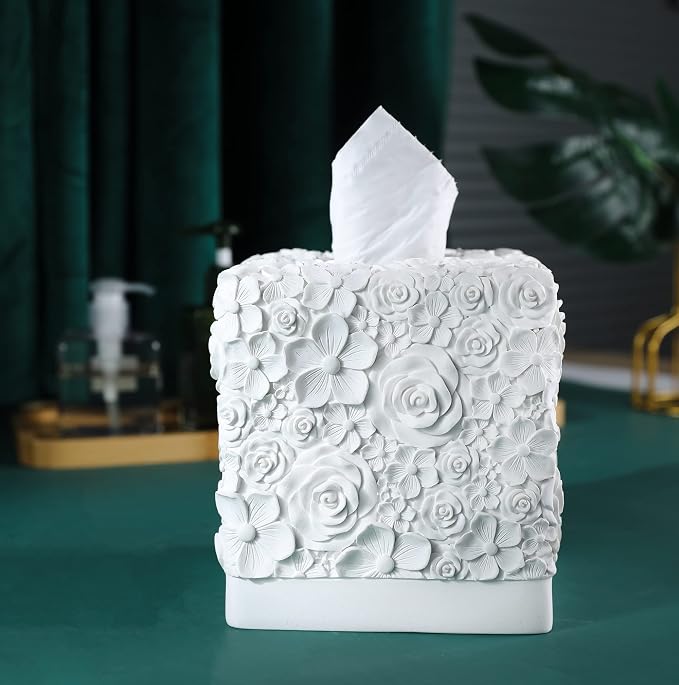 Hymmah Modern Square Tissue Box Cover Holder, Bathroom Accessories Decor Unique - Image 5