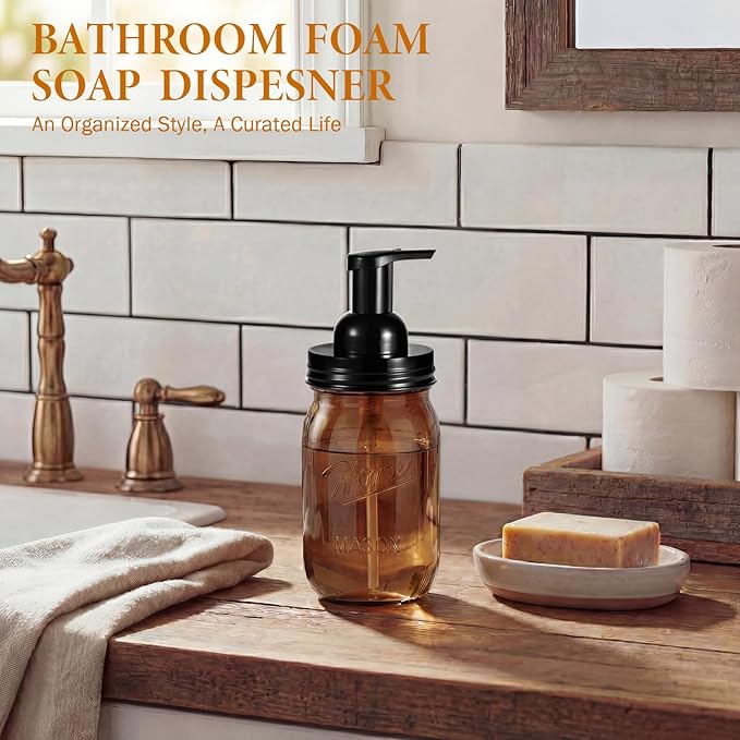 Amolliar Plastic Mason Jar Foaming Soap Dispenser Pump Lid, 16oz Foam Soap - Image 4