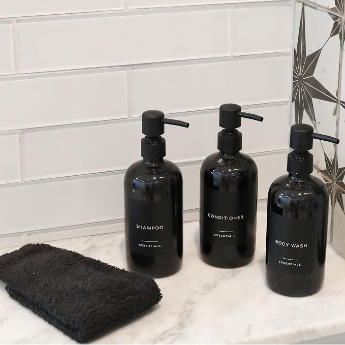 Stylish Shampoo and Conditioner Dispenser Set of 3 - Image 8