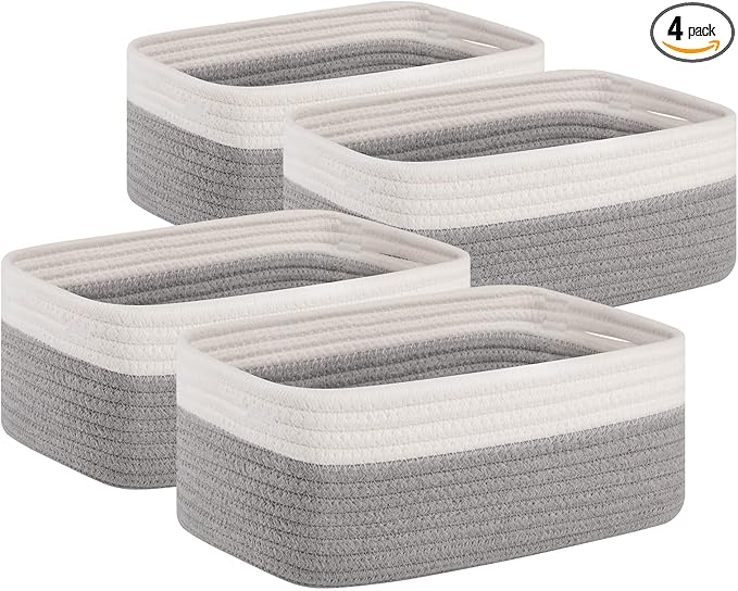 OIAHOMY 4 Pack Storage Baskets for Organizing, Small Bins for Shelves, Cute by MasterofSpaceOptimization