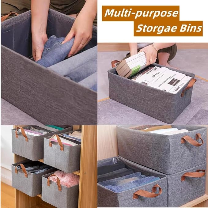 Pack of 3 Large Capacity Storage Bins Closet Organizer System, Sturdy Foldable - Image 4