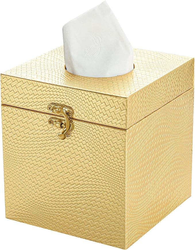 Gold Tissue Box Cover, Elegant Square Tissue Box Holder - Image 8