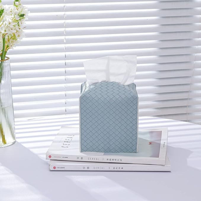 Tissue Box Cover PU Leather Tissue Holder Square Facial Tissue Case Facial - Image 2