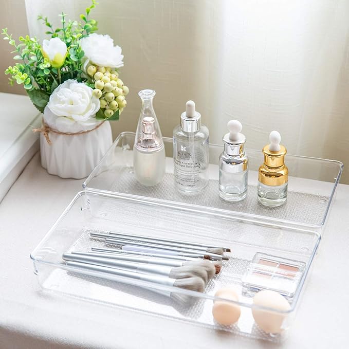 ihomecooker 3 Pack Large Clear Plastic Drawer Organizer Tray Cutlery Utensil - Image 6