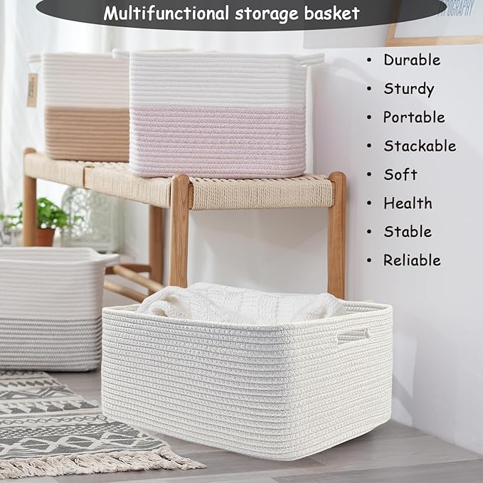 COMFY-HOMI Cotton Rope Woven Basket - Image 6