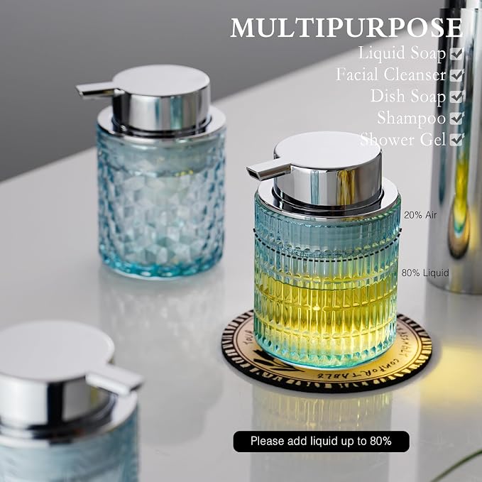 Glass Foam Soap or Lotion Dispenser, Refillable Liquid Dispenser - Image 3