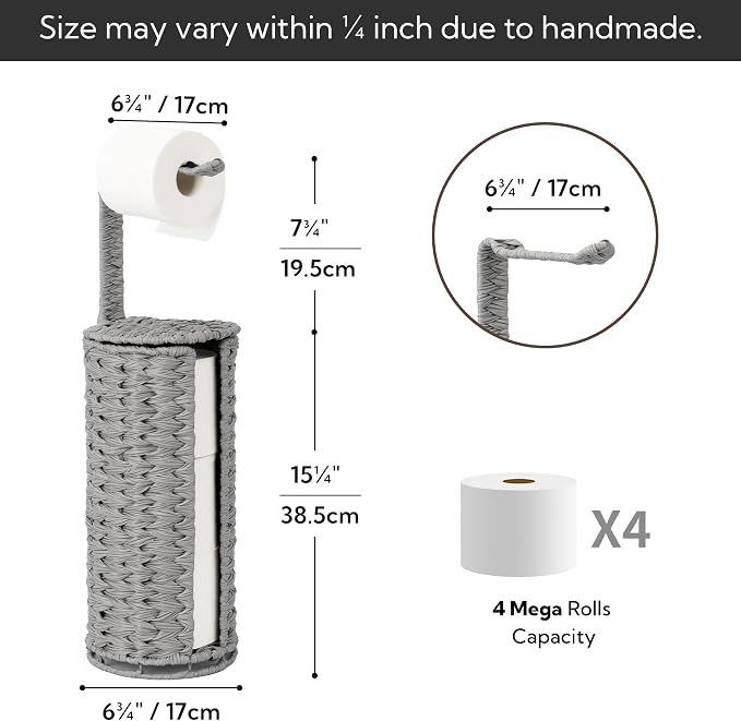GRANNY SAYS Wicker Freestanding Toilet Paper Holder Stand - Image 3