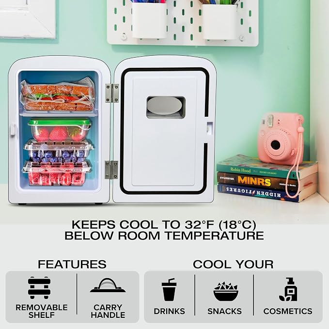 Koolatron Mini Fridge- Black Refrigerator 6 Can Portable Cooler - Image 4