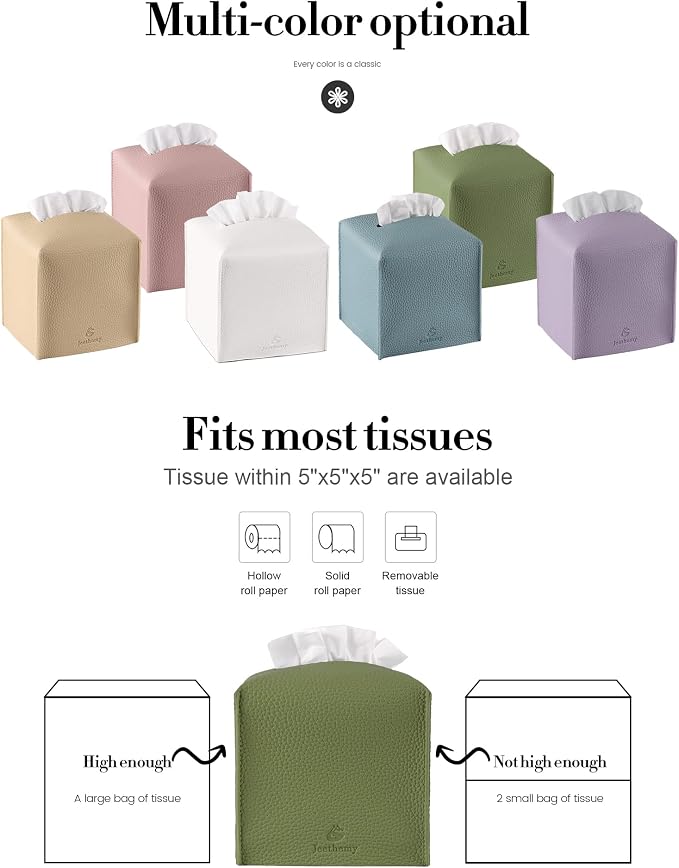 Tissue Box Cover, Jeethemy Square PU Leather Tissue Box Holder, Modern Tissue - Image 6