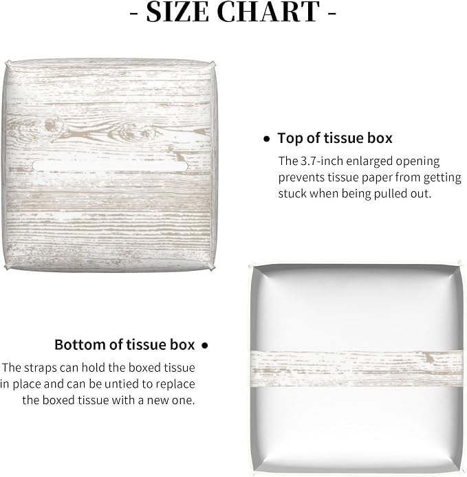 Bless You Tissue Box Cover Square, Wooden Board Texture Tissue Box Holder - Image 5