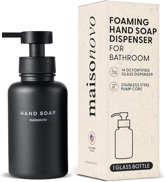 MaisoNovo Glass Foaming Hand Soap Dispenser 14 Oz | Black Foaming Soap by MaisoNovo-TheArtofSustainableLiving
