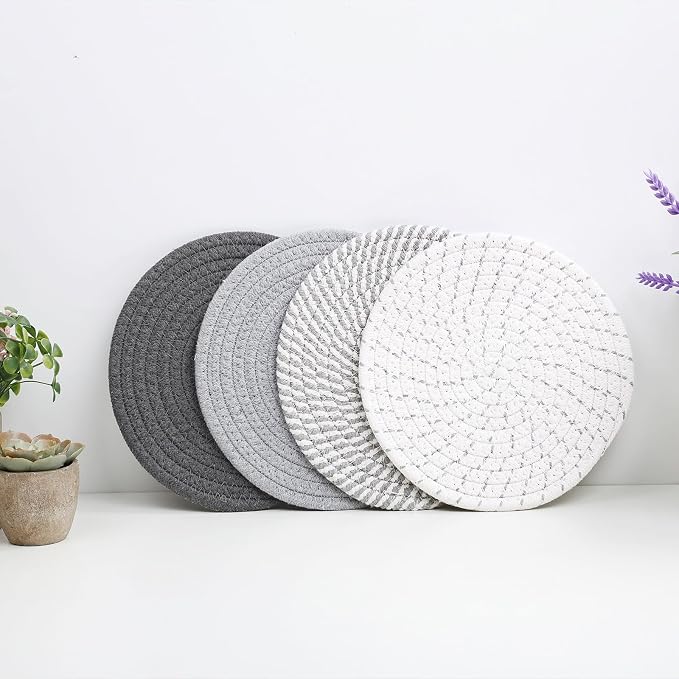 SHACOS 8 Inches Trivets for Hot Dishes, 4 Pieces Cotton Trivets Mats for Kitchen - Image 8