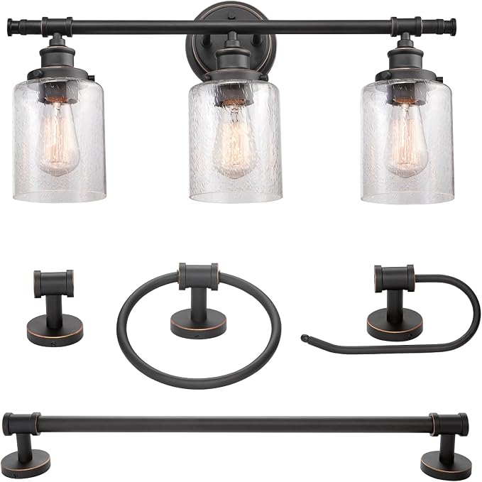 Globe Electric 51415 Camden 5-Piece All-in-One Bathroom Set, 3 Vanity Light by GlobeElectric