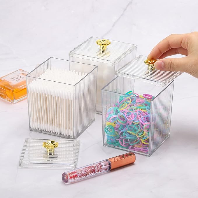 Tecbeauty 3PCS Qtip Holder Bathroom Organizer and Storage Containers Plastic - Image 4