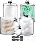 SheeChung 4-Pack Clear Acrylic Apothecary Jars - 10oz & 12oz Qtip Holder Set - by SheeChung