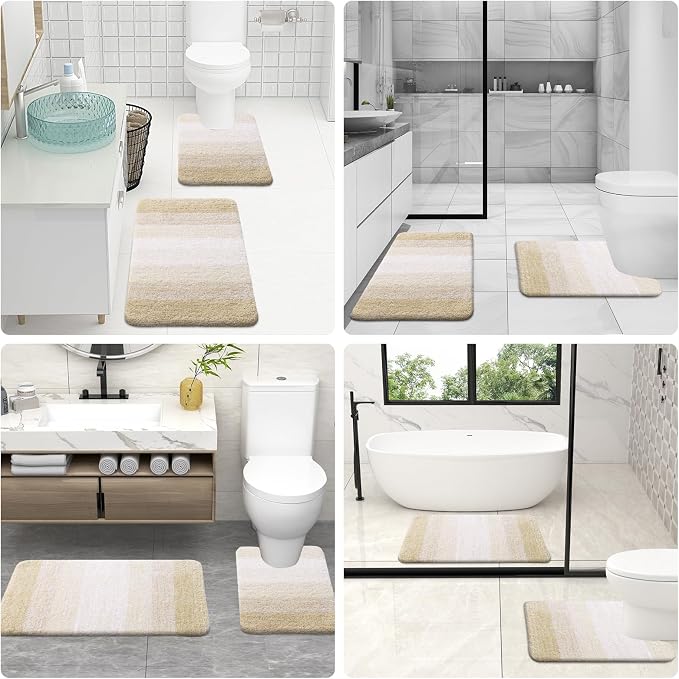 OLANLY Bathroom Rugs Sets 3 Piece, Soft Absorbent Microfiber Bath Mats and - Image 6