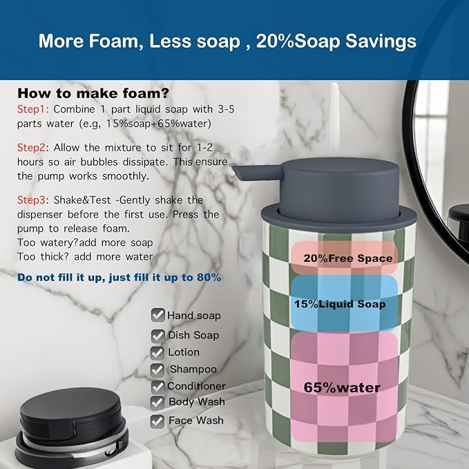 Foaming Soap Dispenser, Ceramic Cute Modern Foamy Soap Bottle - Image 3