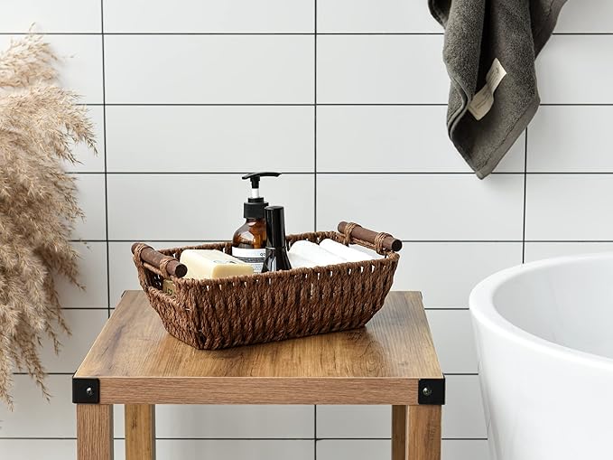 StorageWorks Handwoven Small Wicker Baskets, Round Paper Rope Storage Baskets - Image 3