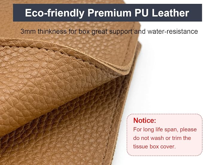 Tissue Box Cover 5X5X5'' PU Leather Tissue Holder Square Tissue Cube Box - Image 6