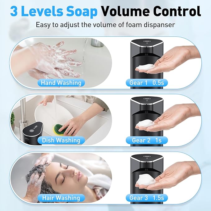 Automatic Soap Dispenser, Touchless Hand Wall Mount Rechargeable 3 Gear - Image 6