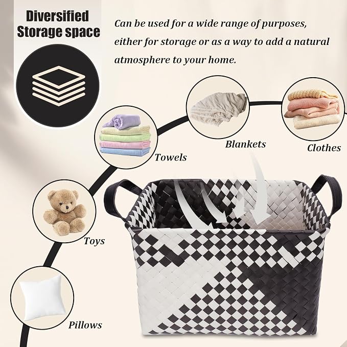 BROWNLILY Handwoven Clothes Basket Laundry Hampers Large Wicker Storage Baskets - Image 3