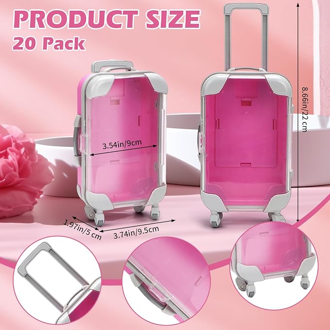 Kuabiz 20 Pack Mini Suitcase Party Favor Box Plastic Suitcase Gift Box Mini - Image 2