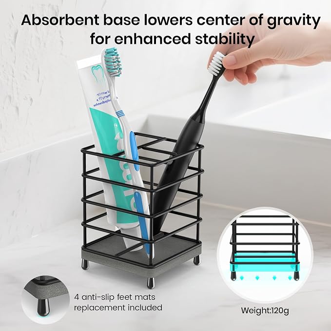 Toothbrush Holders with Quick Drying Mat—Black DiatomiteToothbrush and - Image 4