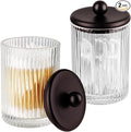 SheeChung 2-Pack Bronze Ribbed Glass Qtip Holder by SheeChung