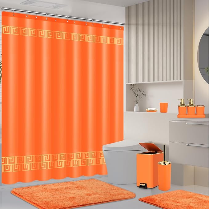 11PCS Bathroom Sets with Shower Curtain and Rugs Bathroom Accessories Set - Image 6